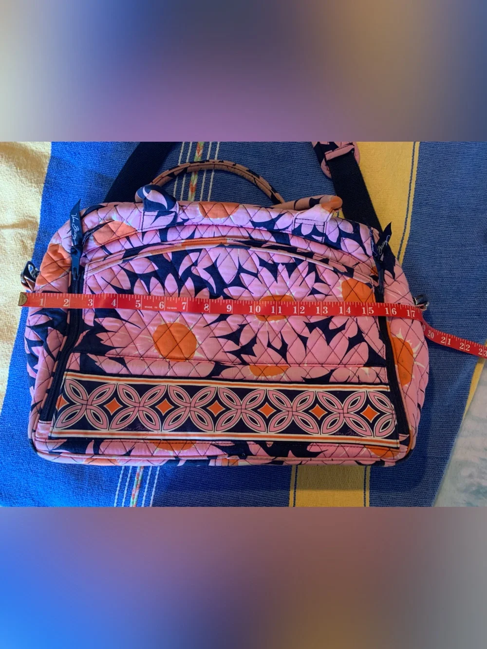 Vera Bradley Quilted Pink & Orange Patterned Women’s Laptop Travel Bag